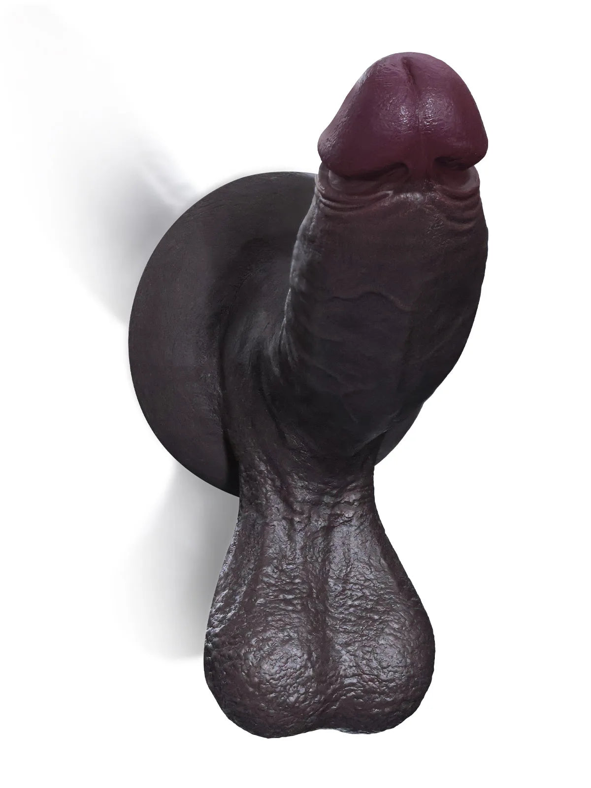 Logan: 23,4 cm Svart Dildo med Stort Ollon och Svängande Testiklar