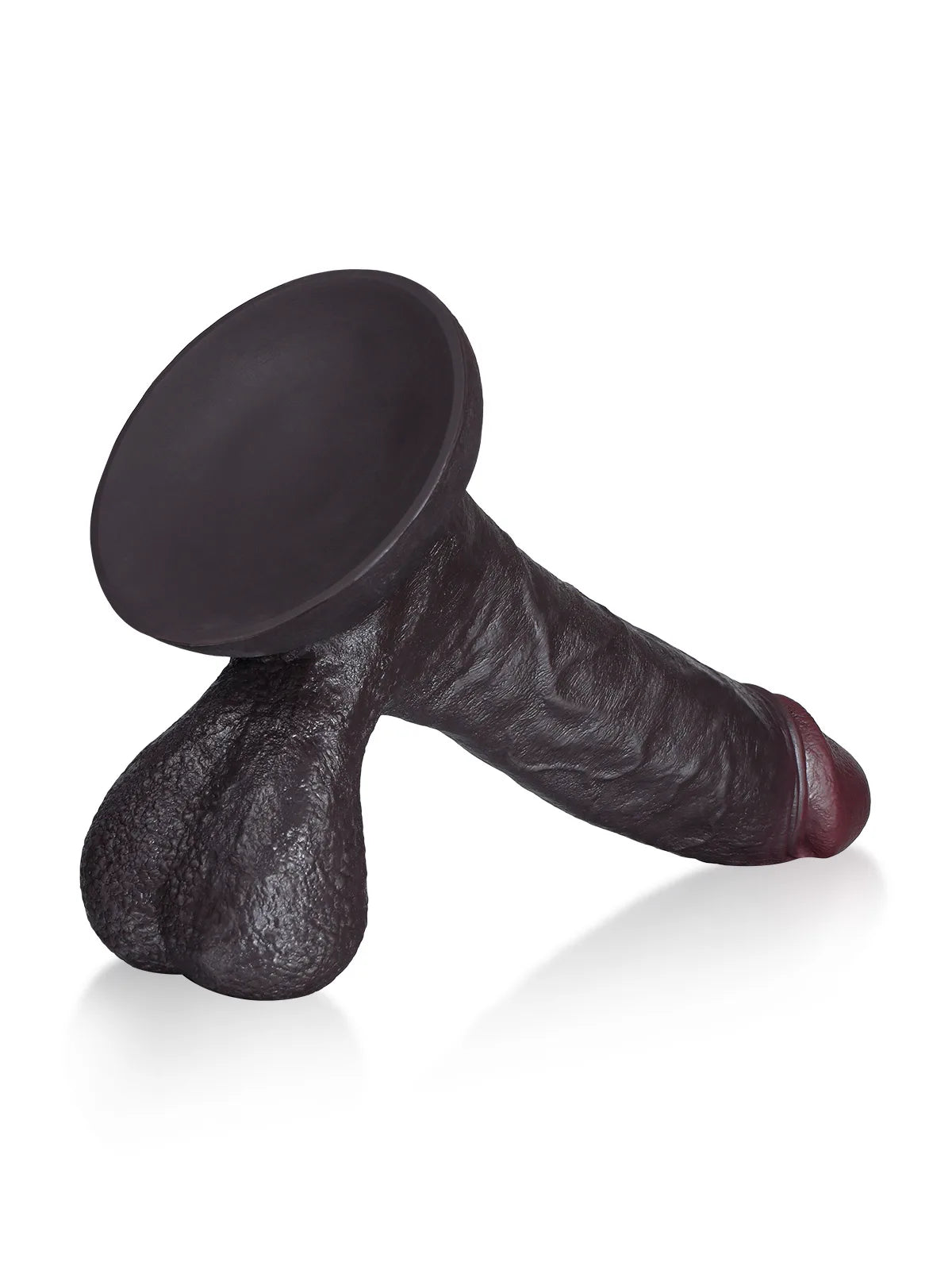 Logan: 23,4 cm Svart Dildo med Stort Ollon och Svängande Testiklar