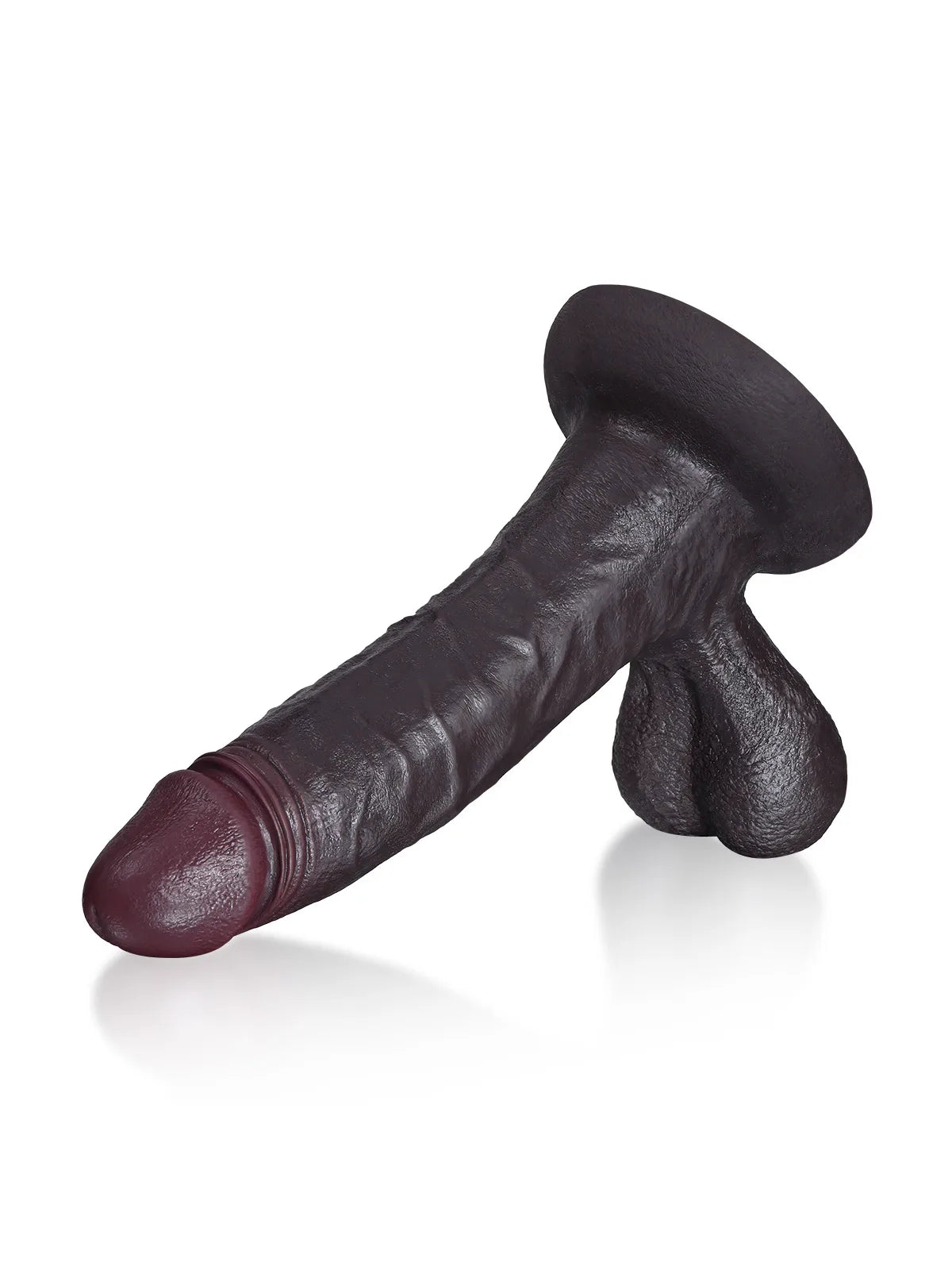 Logan: 23,4 cm Svart Dildo med Stort Ollon och Svängande Testiklar