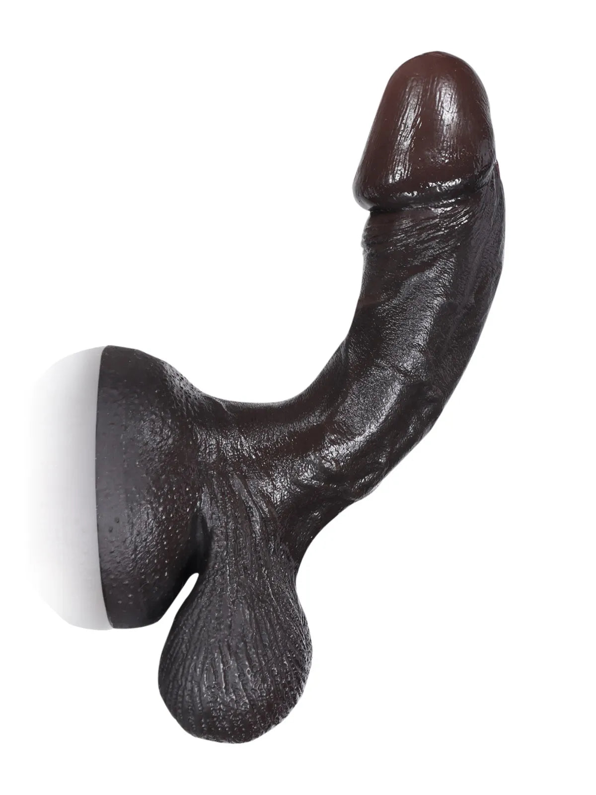 15,8 cm Liten Mjuk Realistisk Svart Dildo med Rörliga Testiklar