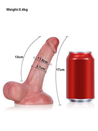 15,5 cm Liten Realistisk Dildo med Svullna Testiklar