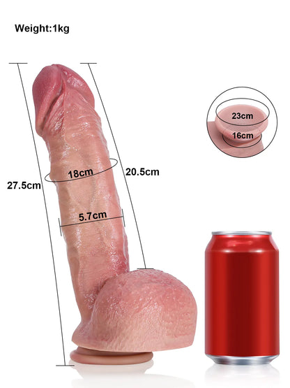 28 cm Stor Tjock Realistisk Dildo med Rynkad Hudstruktur