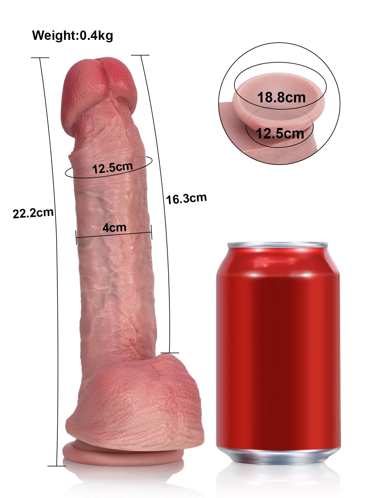21 cm Realistisk Dildo med Markerat Ollon - För Nybörjare