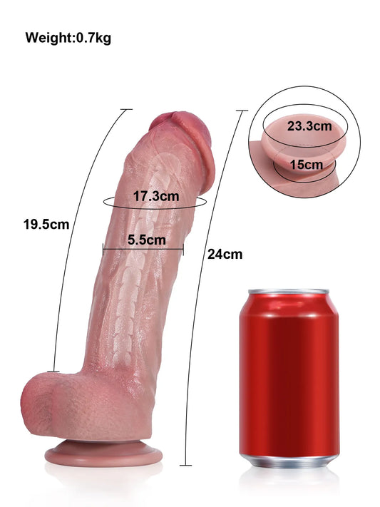 23,8 cm Tjock Böjd G-punktsdildo i Hudton med Böjbar Metallkärna