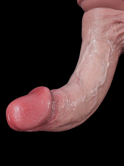 21,5 cm Böjd G-punkts Dildo med Metallkärna och Skulpterad Ryggrad