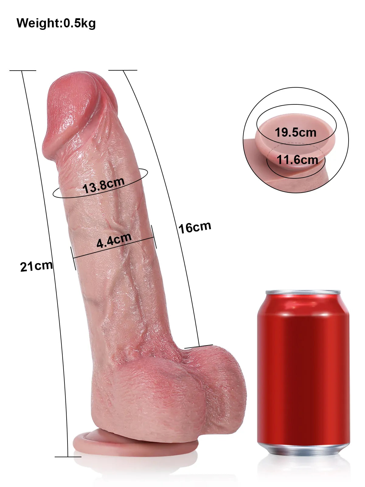 21,5 cm Böjd G-punkts Dildo med Metallkärna och Skulpterad Ryggrad