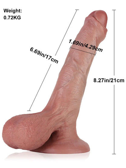 21 cm Realistisk Oskuren Dildo i Flexibelt Silikon med Lösa Testiklar