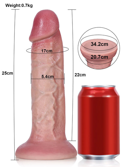25,4 cm Stor Tjock Realistisk Dildo i Hudton med Mjuk Struktur