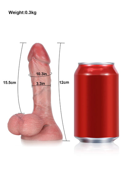 15,8 cm Liten Mjuk Realistisk Dildo i Hudton med Rörliga Testiklar