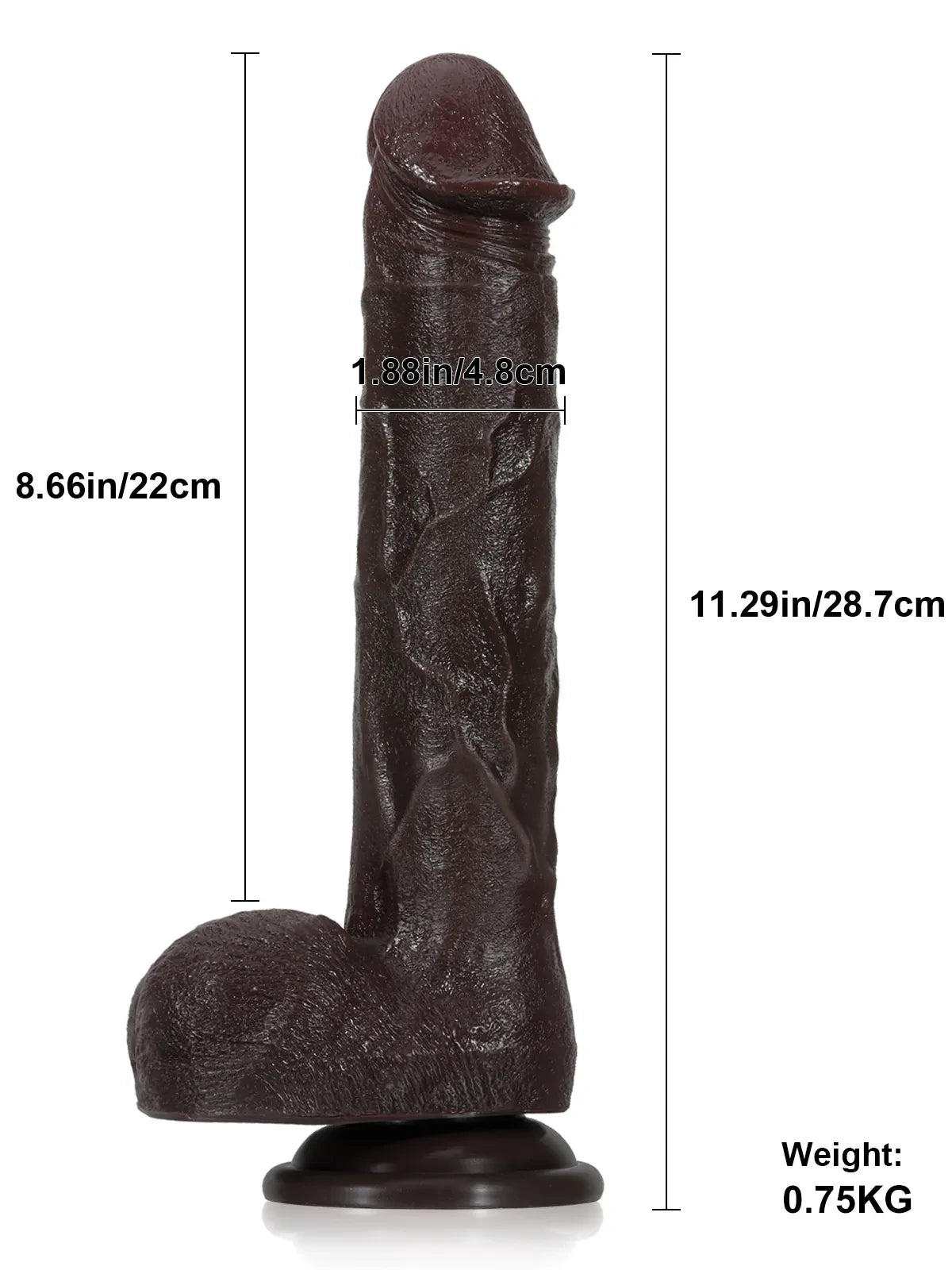 Stötande och vibrerande realistisk dildo i svart med sugpropp