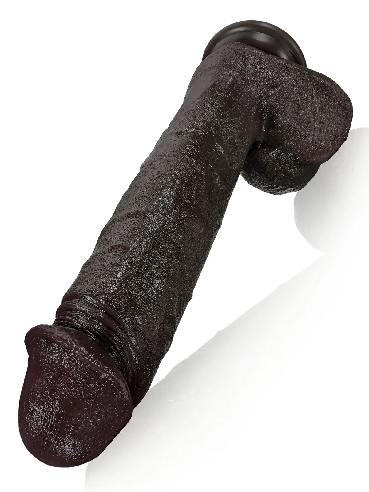 Stötande och vibrerande realistisk dildo i svart med sugpropp