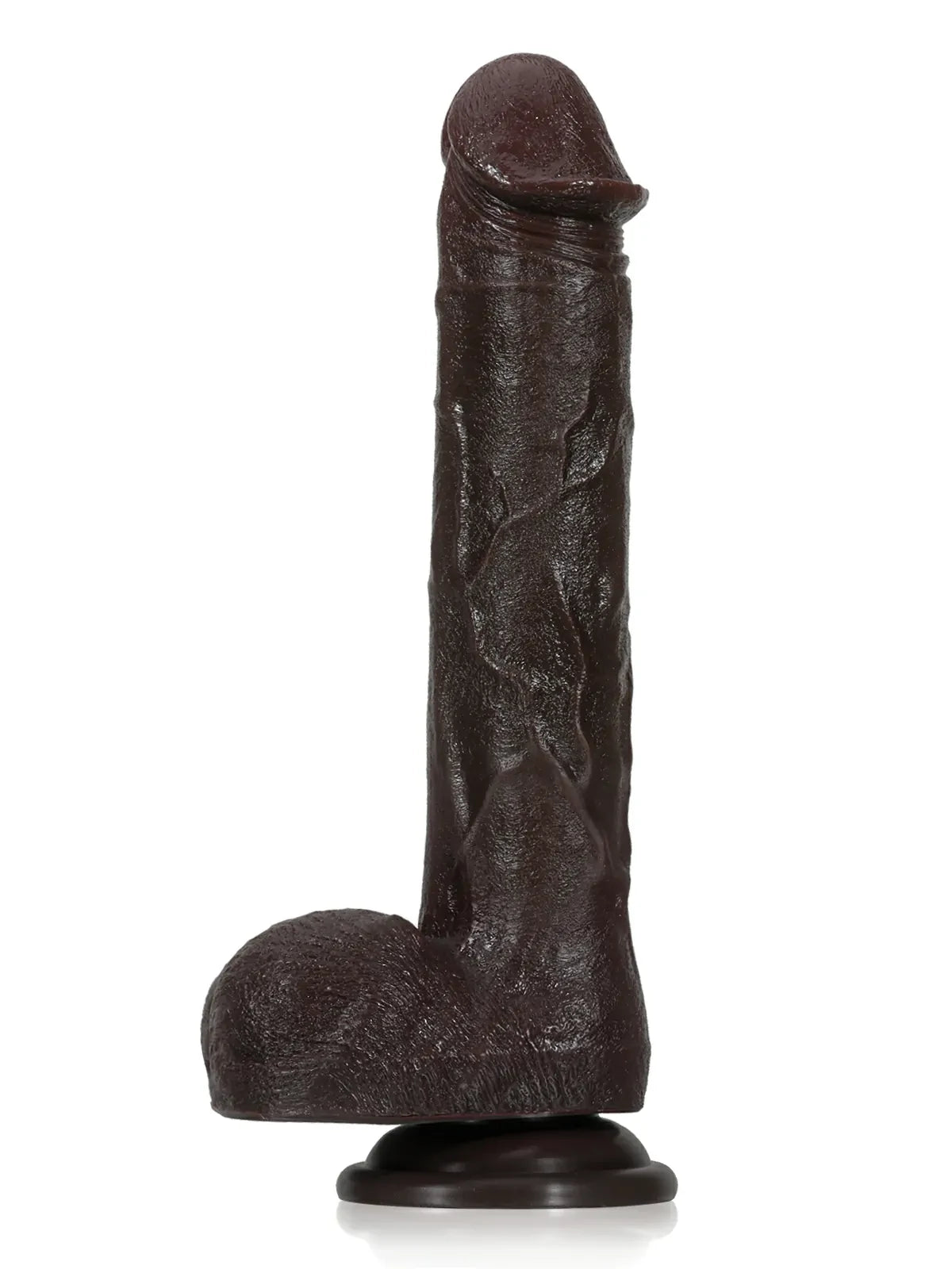 Stötande och vibrerande realistisk dildo i svart med sugpropp