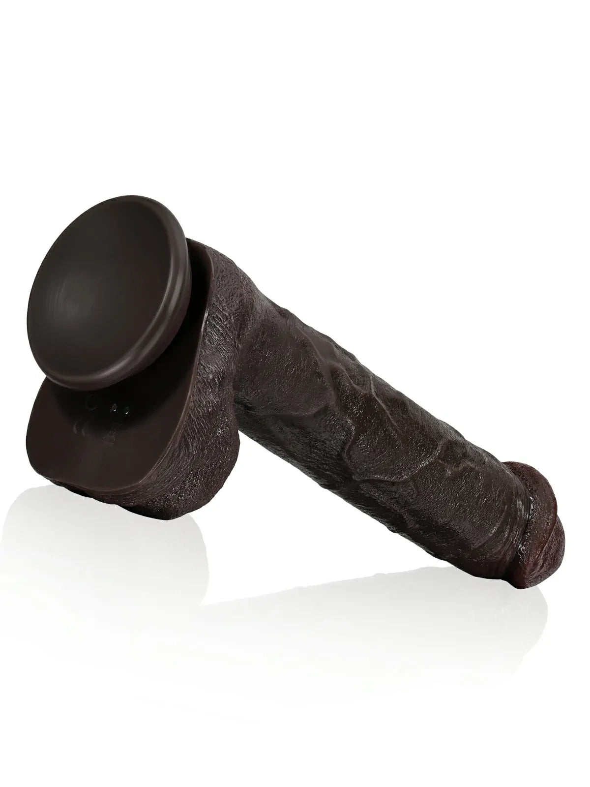Stötande och vibrerande realistisk dildo i svart med sugpropp