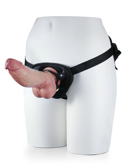 22 cm StrapOn Dildo Realistiska Ådror och Stark Sugkopp Justerbar Sele