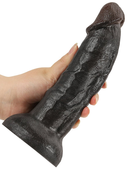 22 cm Stor Svart Dildo Stabil Bas Fyllig och Kraftfull Känsla