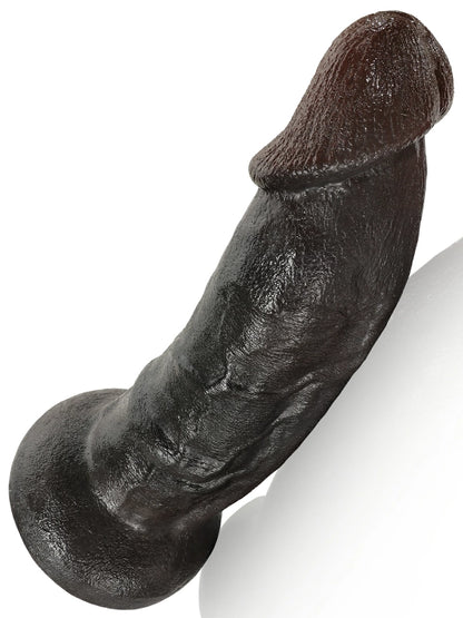 22 cm Stor Svart Dildo Stabil Bas Fyllig och Kraftfull Känsla