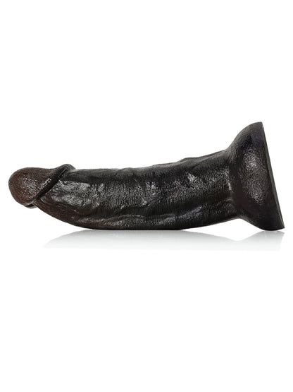 22 cm Stor Svart Dildo Stabil Bas Fyllig och Kraftfull Känsla