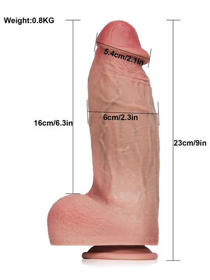 23/28cm Tjock Realistisk Dildo med Rundad Topp och Fyllig Sammansättning