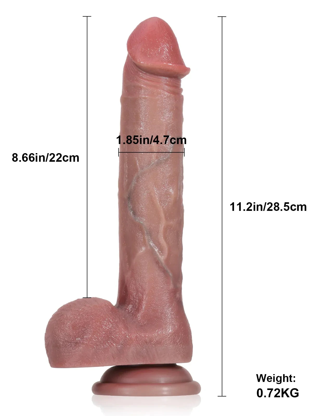 Stötande och vibrerande realistisk dildo i svart med sugpropp