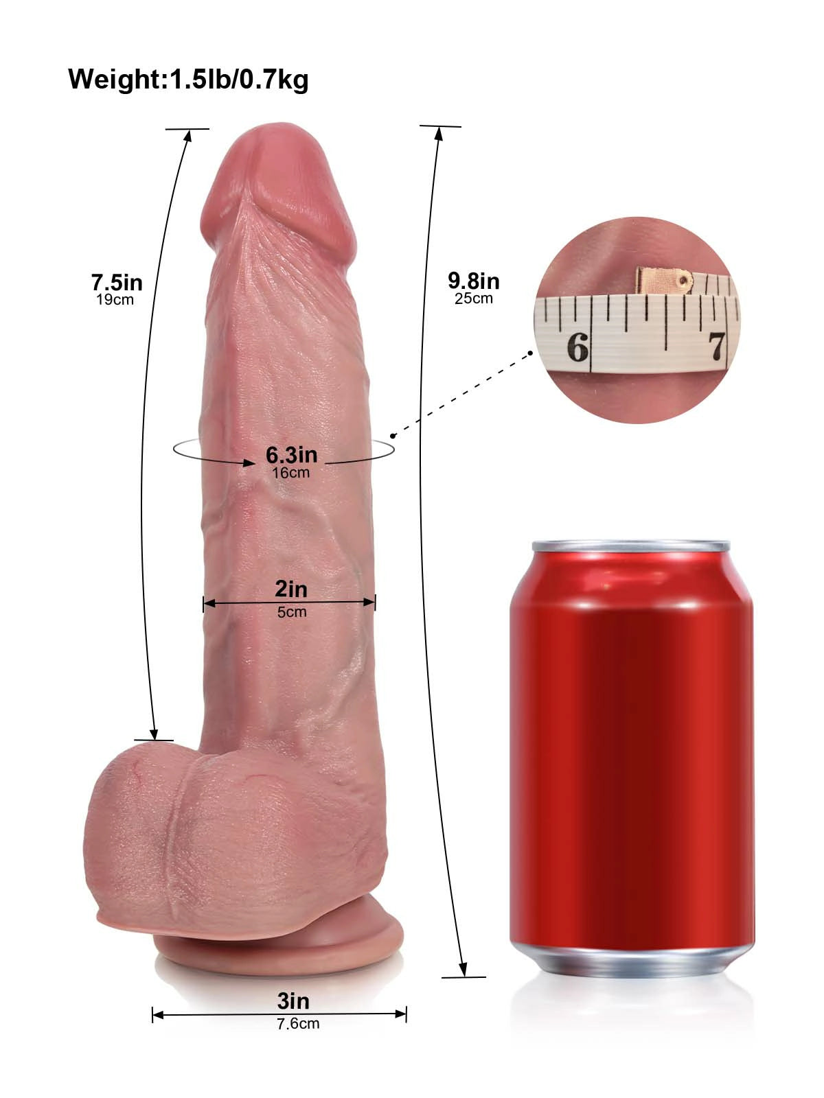Marco - Grov Thrusting Dildo med Fylligt Ollon och Bred Krans - 25 cm