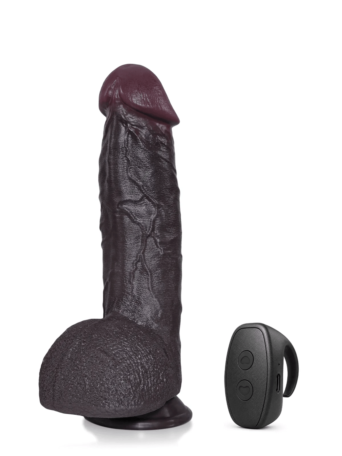 Elias: 27 cm Lång Svart Thrusting Dildo med Värme