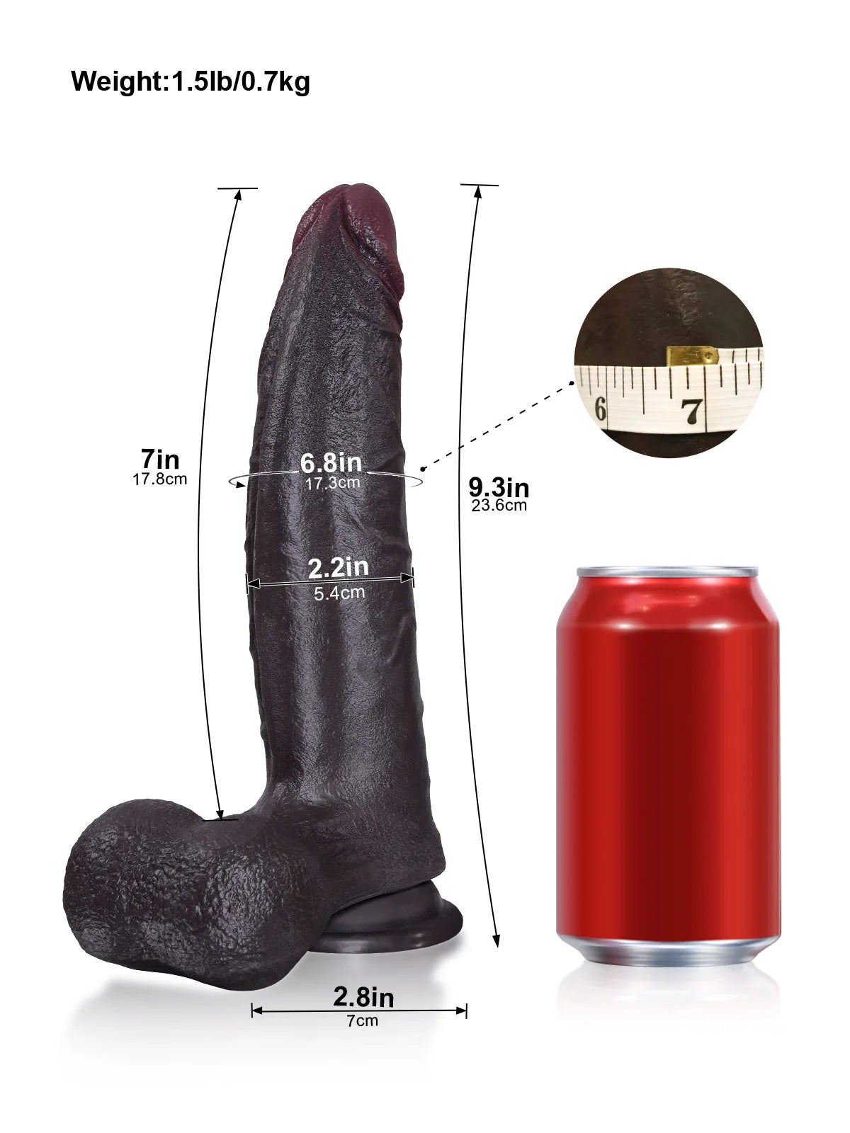 Hunter: 23,6 cm Böjd Svart G-punkt Dildo med Progressiv Grovlek