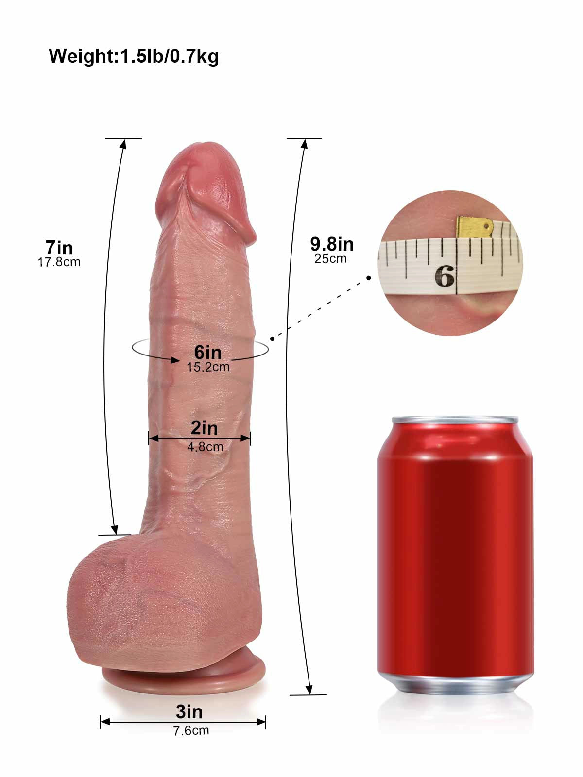 Dominic - Realistisk Thrusting Dildo med Rakt Skaft och Stort Ollon - 25 cm