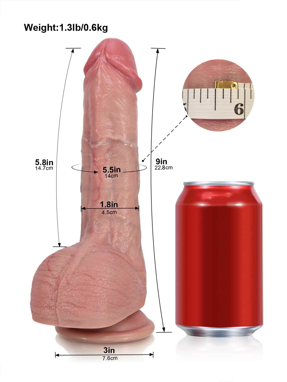 Drake - Realistisk Thrusting Dildo med Utställt Ollon - 22,8 cm