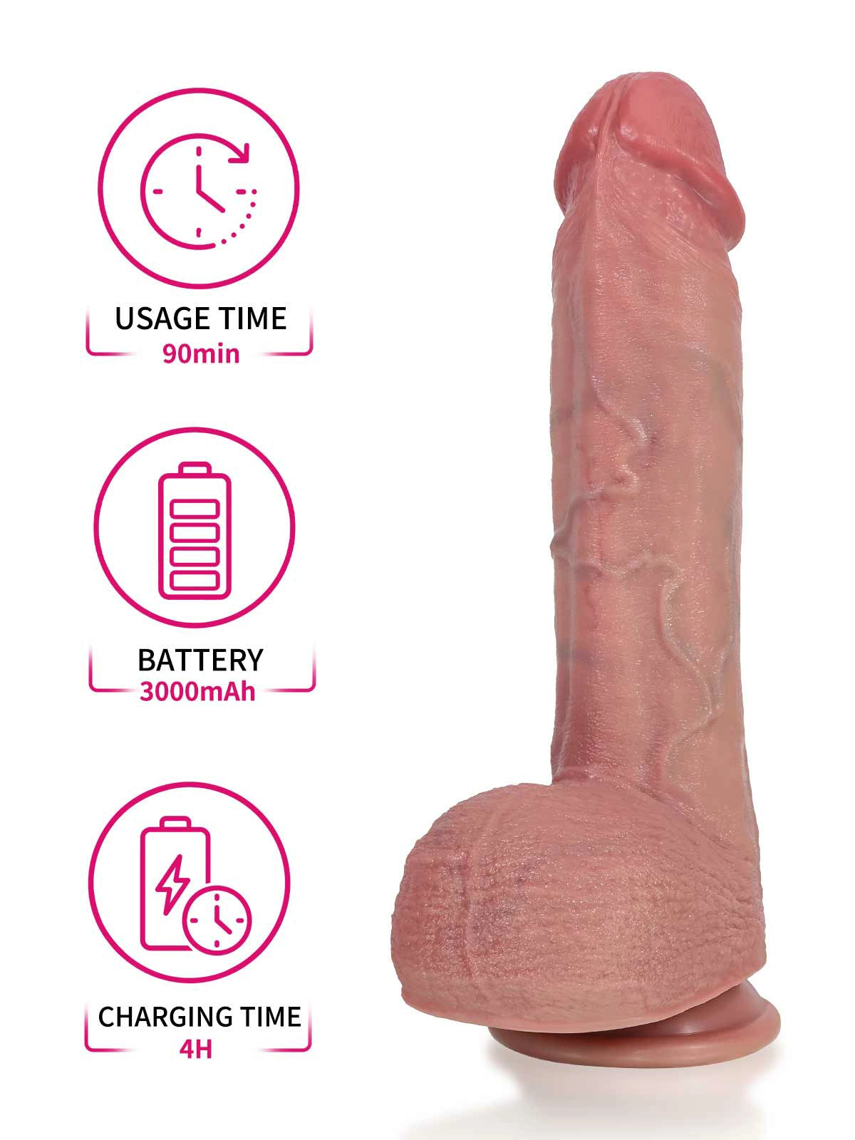 Ivan - Realistisk Thrusting Dildo med Välvt Ollon och Markerad Ryggås - 25 cm