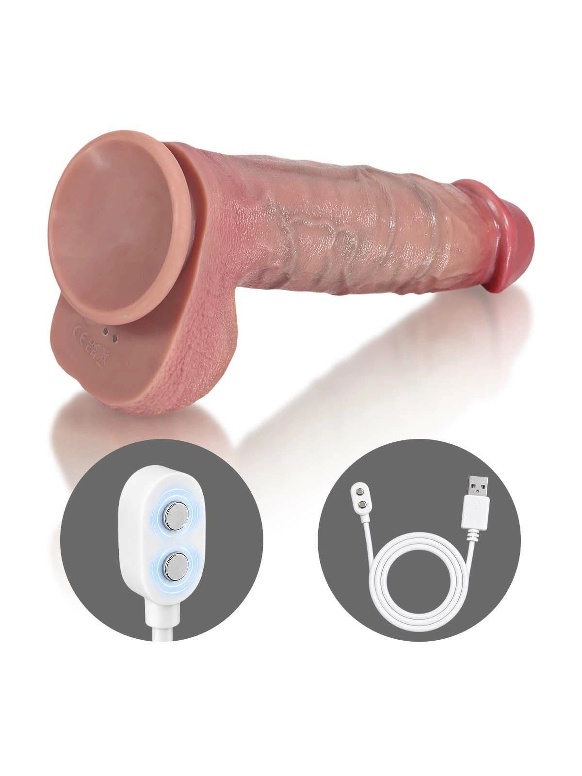 Nico - Grov Thrusting Dildo med Mjukt Svampformat Ollon - 25 cm